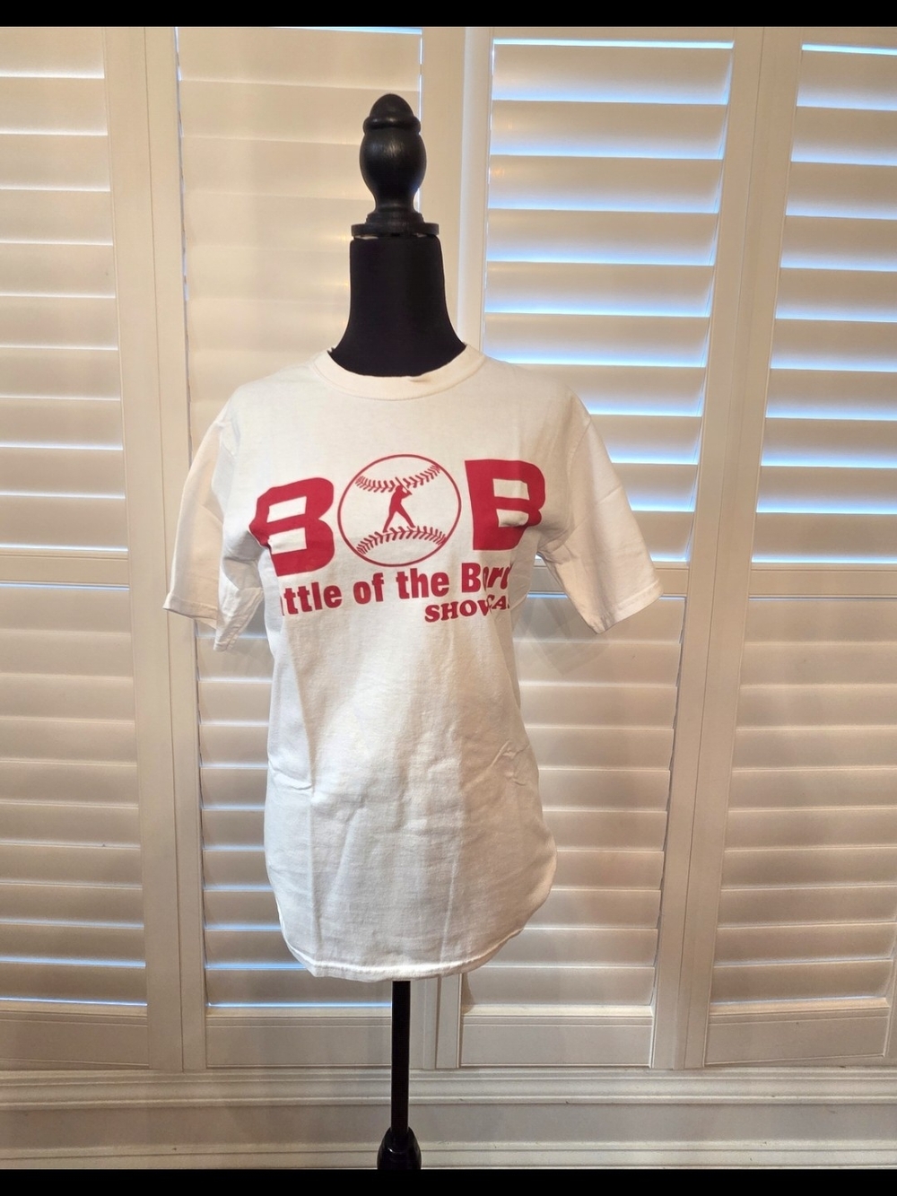 Kids White Tee with Red Baseball Graphic Size Small